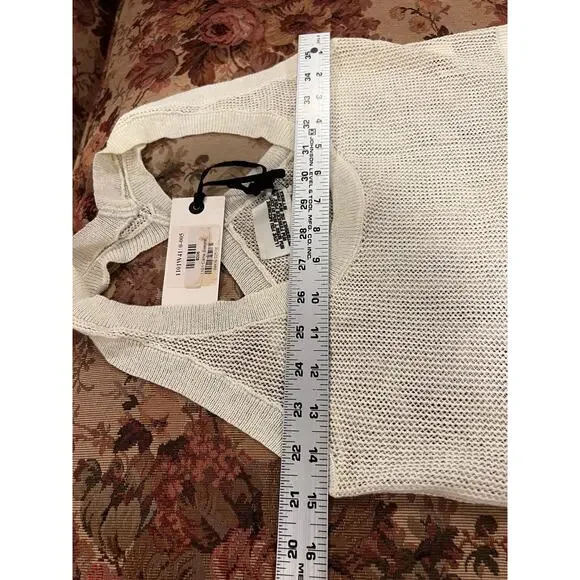 Rogan Ivory Knit Crop Top Size Medium Mesh See Thru Sheer y2k babydoll - Picture 4 of 7